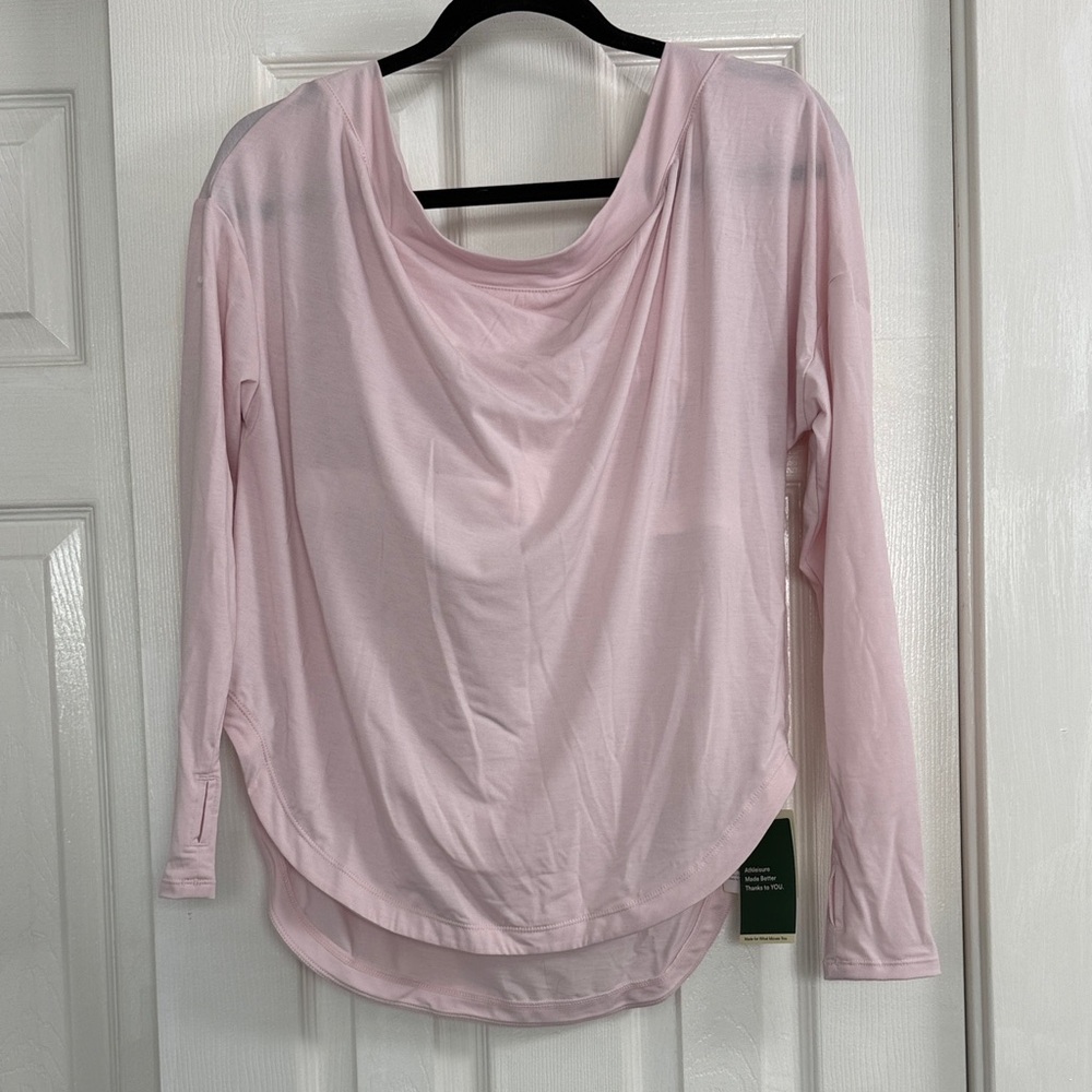HALARA Light Pink Long Sleeve Draped Tee
